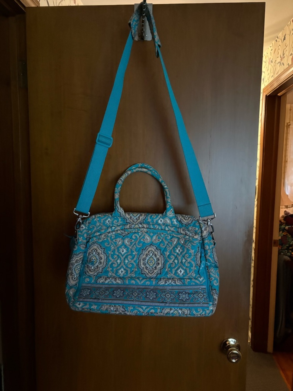 Vera Bradley Turquoise Paisley Quilted Laptop Bag